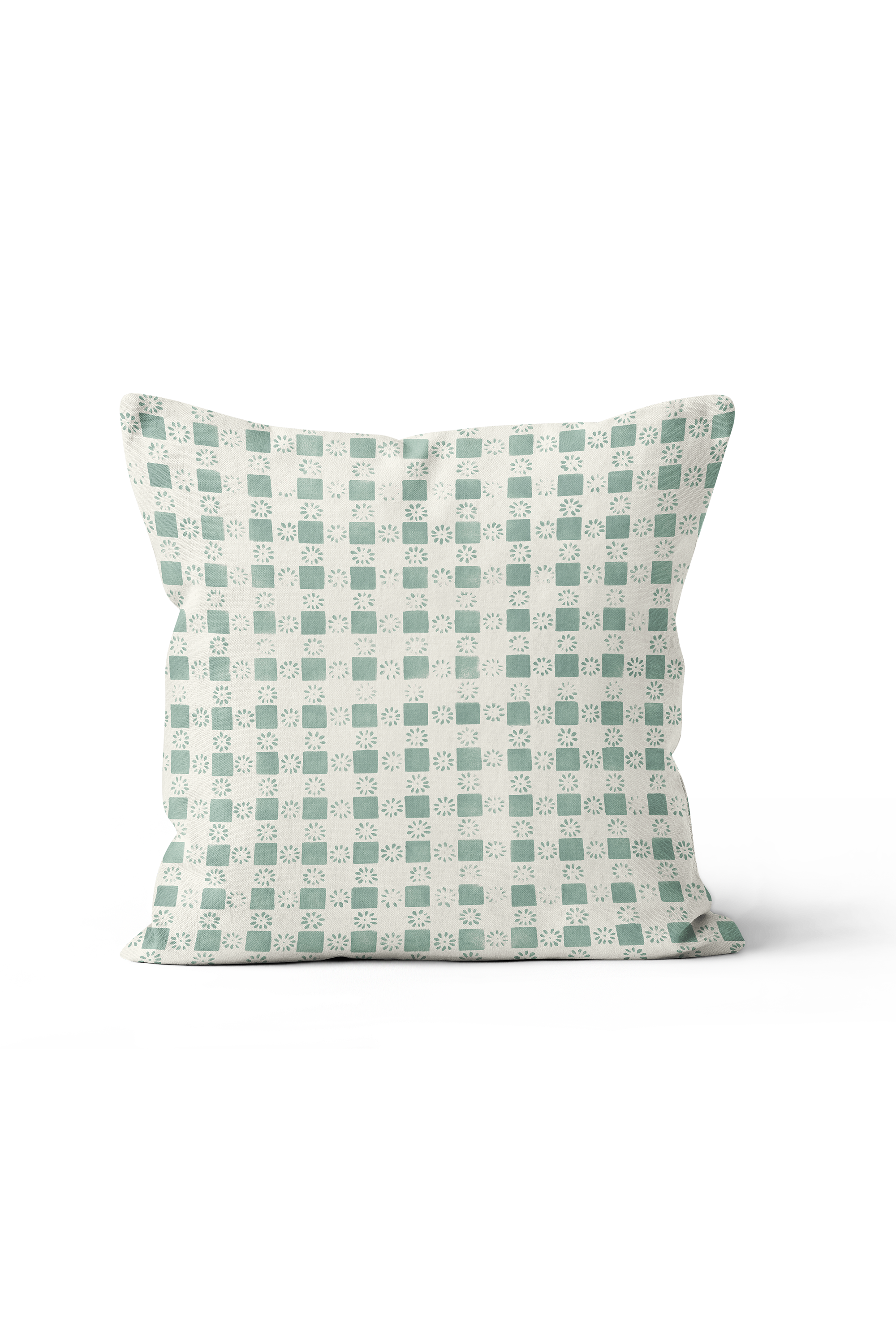 Coperta Check Pillow in Duck Egg