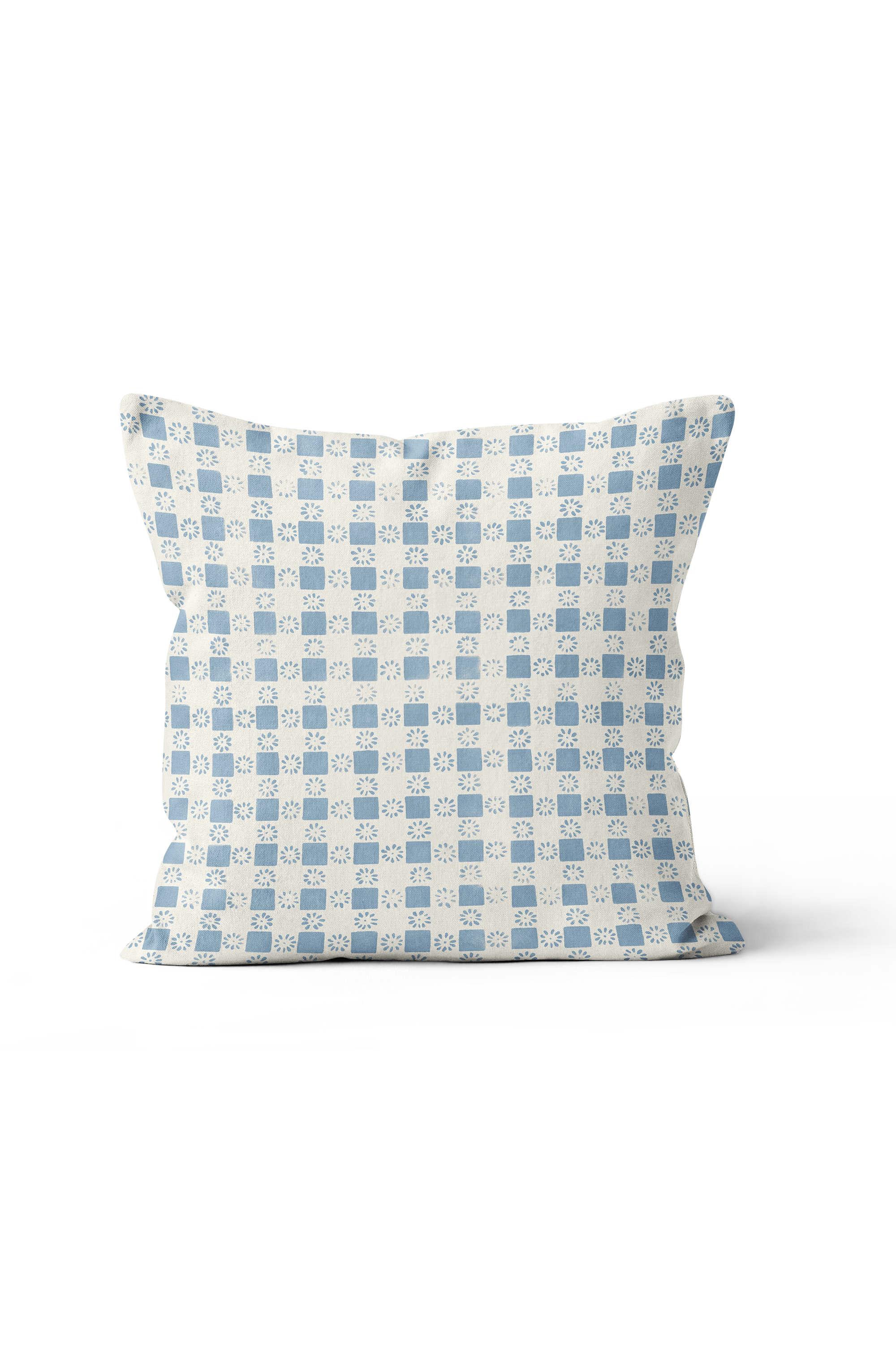 Coperta Check Pillow in French Blue