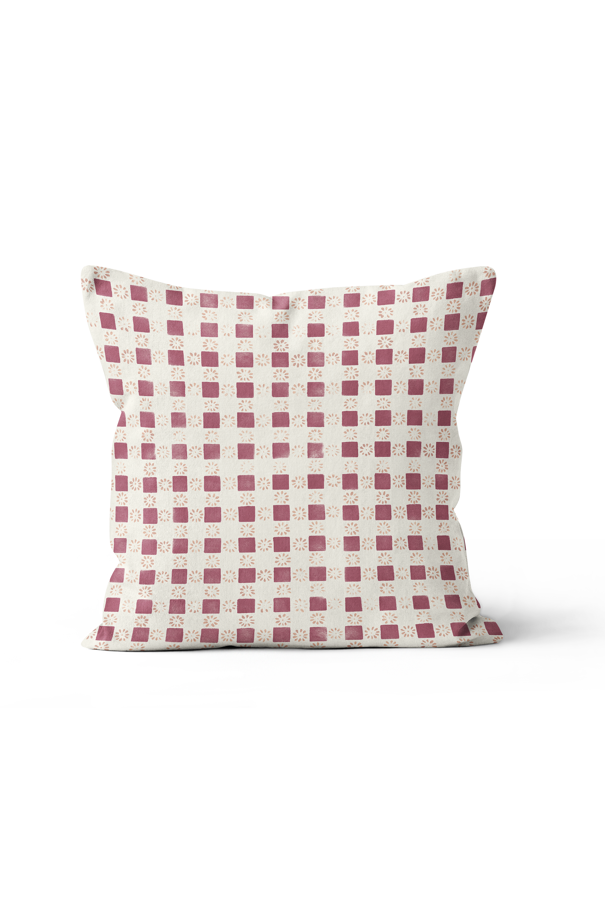 Coperta Check Pillow in Raspberry