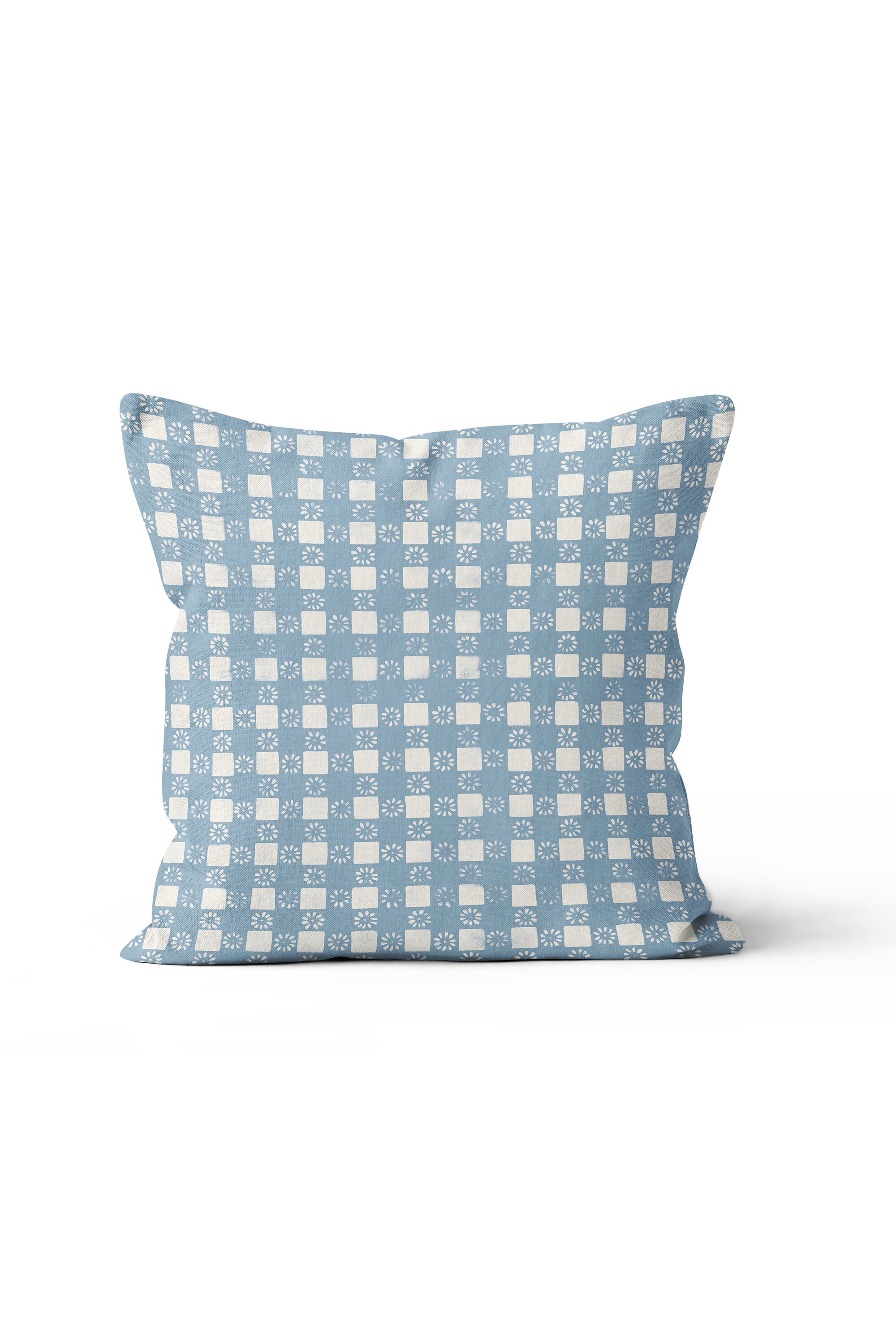 Coperta Check Pillow in Sky Blue