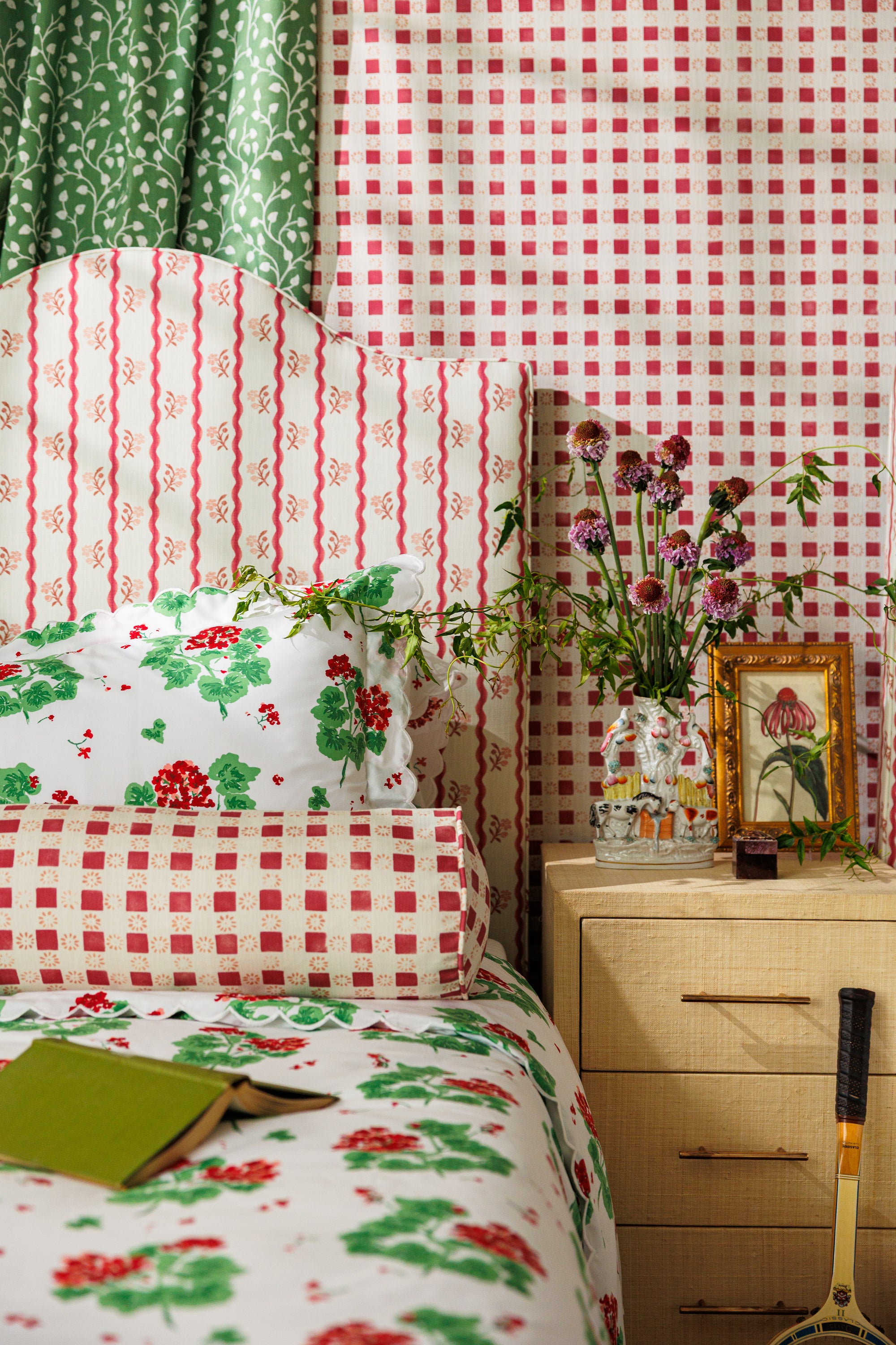 Coperta Check Pillow in Raspberry