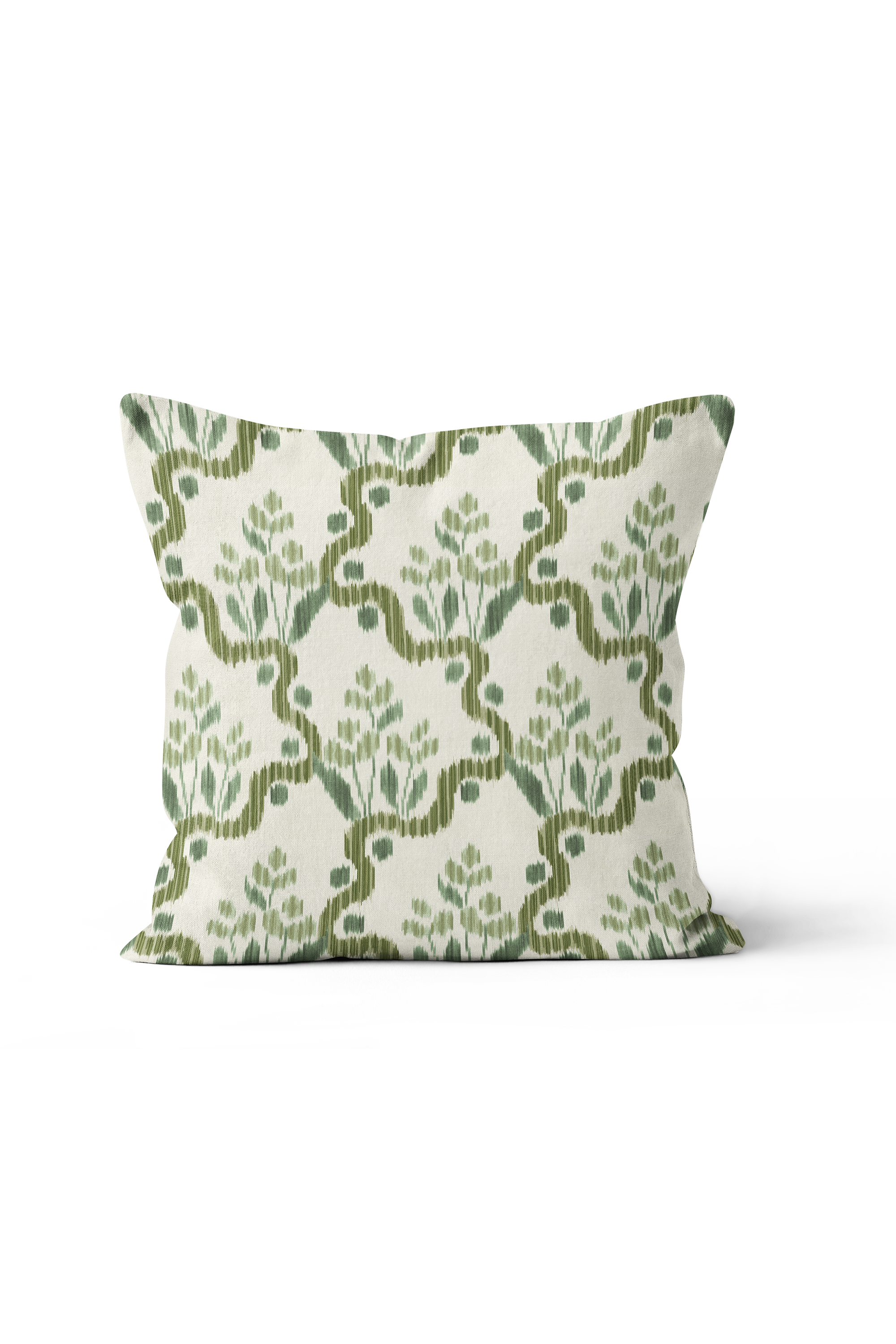 Heirloom Ogee Ikat Pillow in Olive