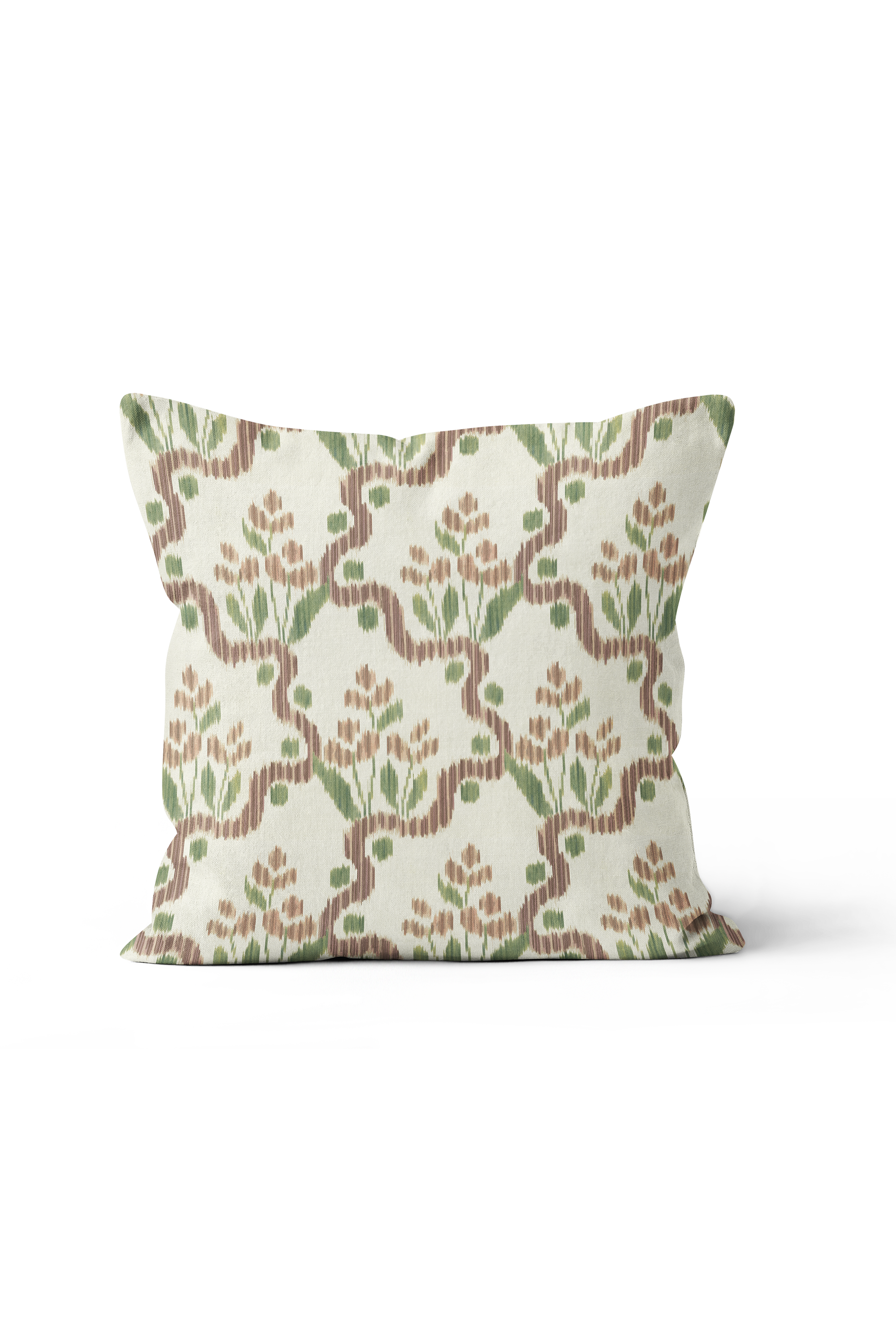 Heirloom Ogee Ikat Pillow in Umber/Green