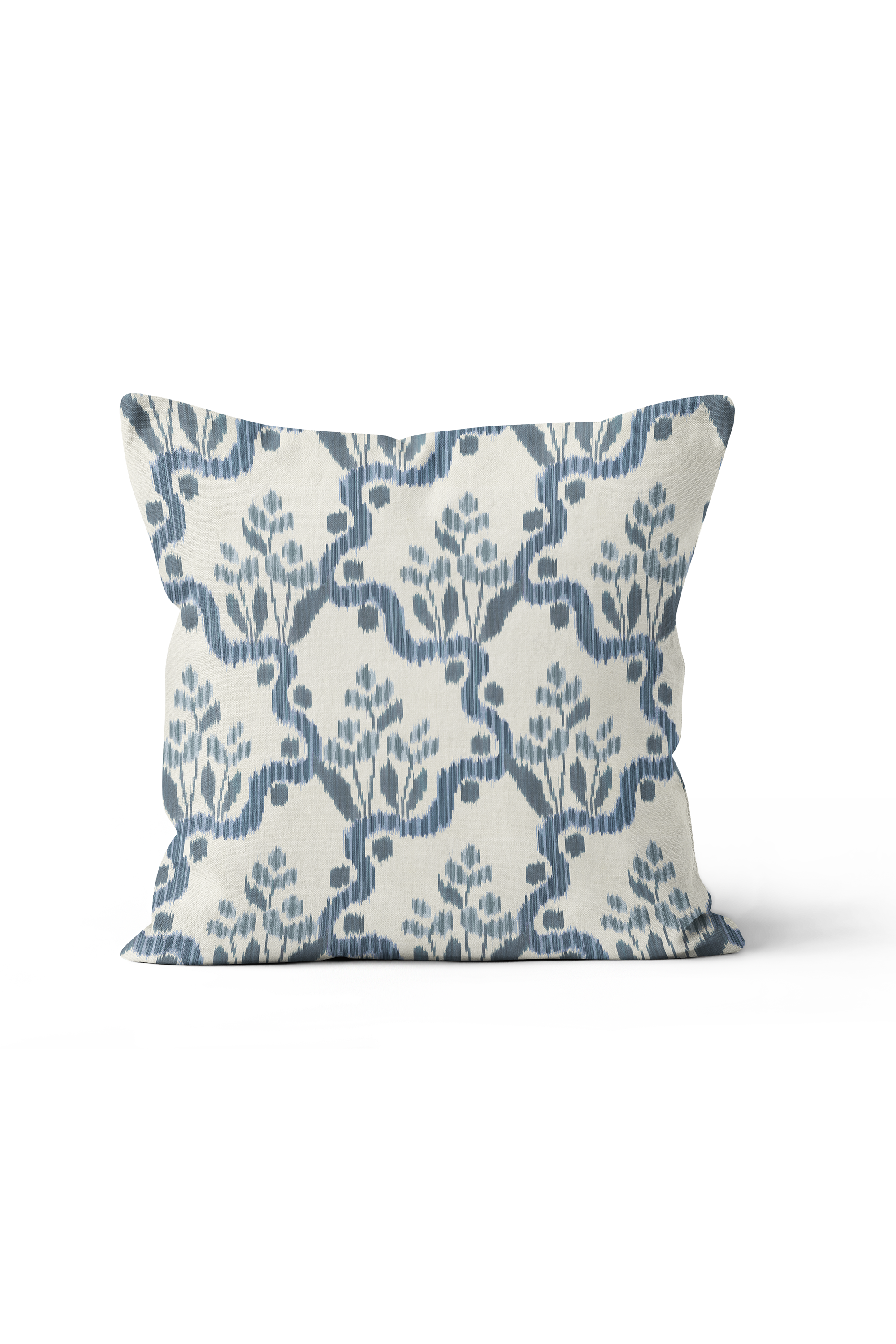 Heirloom Ogee Ikat Pillow in Delft