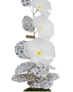 Hollyhock with Indienne Chintz Indigo Leaves