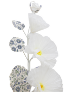Hollyhock with Indienne Chintz Indigo Leaves
