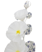 Hollyhock with Indienne Chintz Indigo Leaves