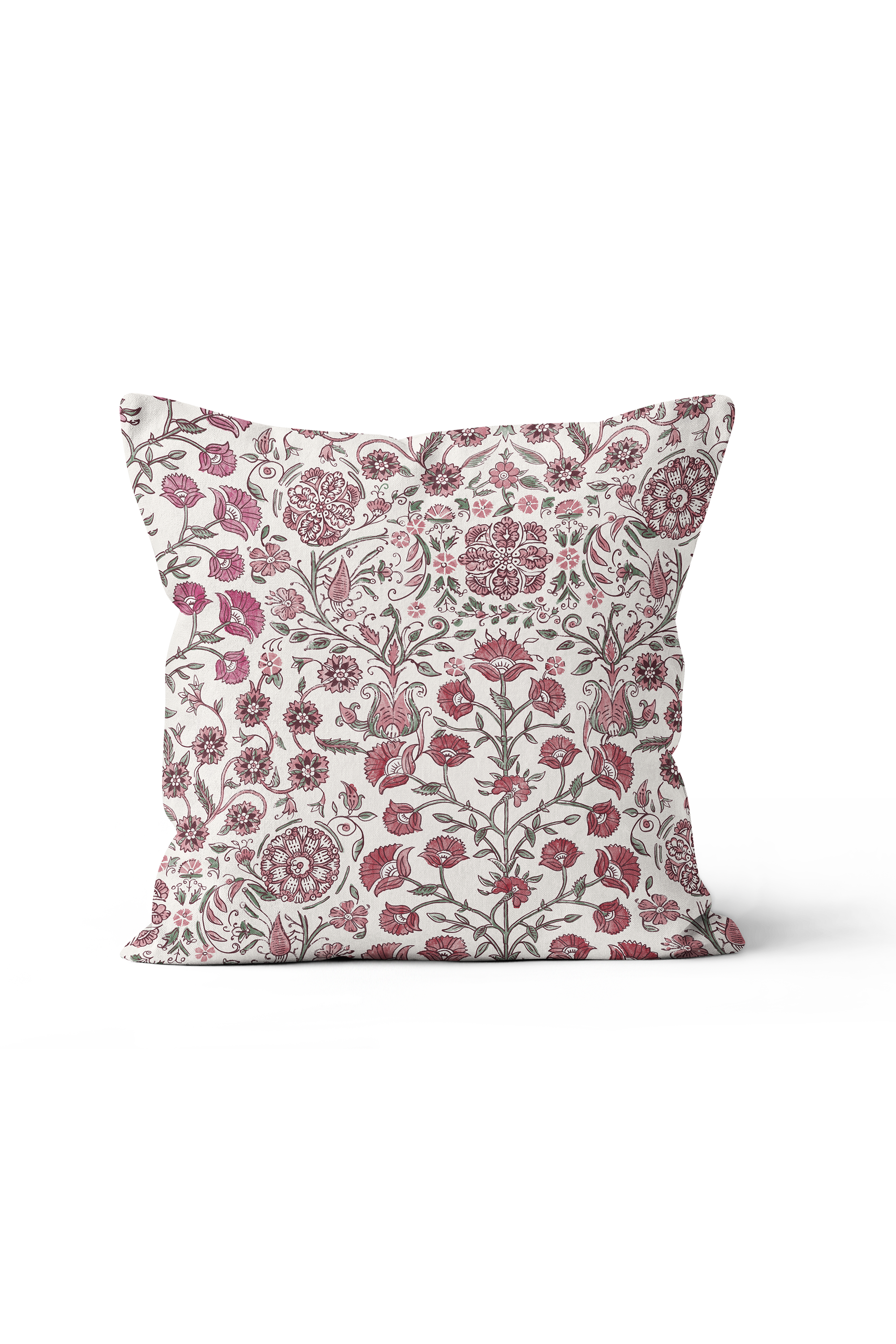 Indienne Chintz Pillow in Raspberry