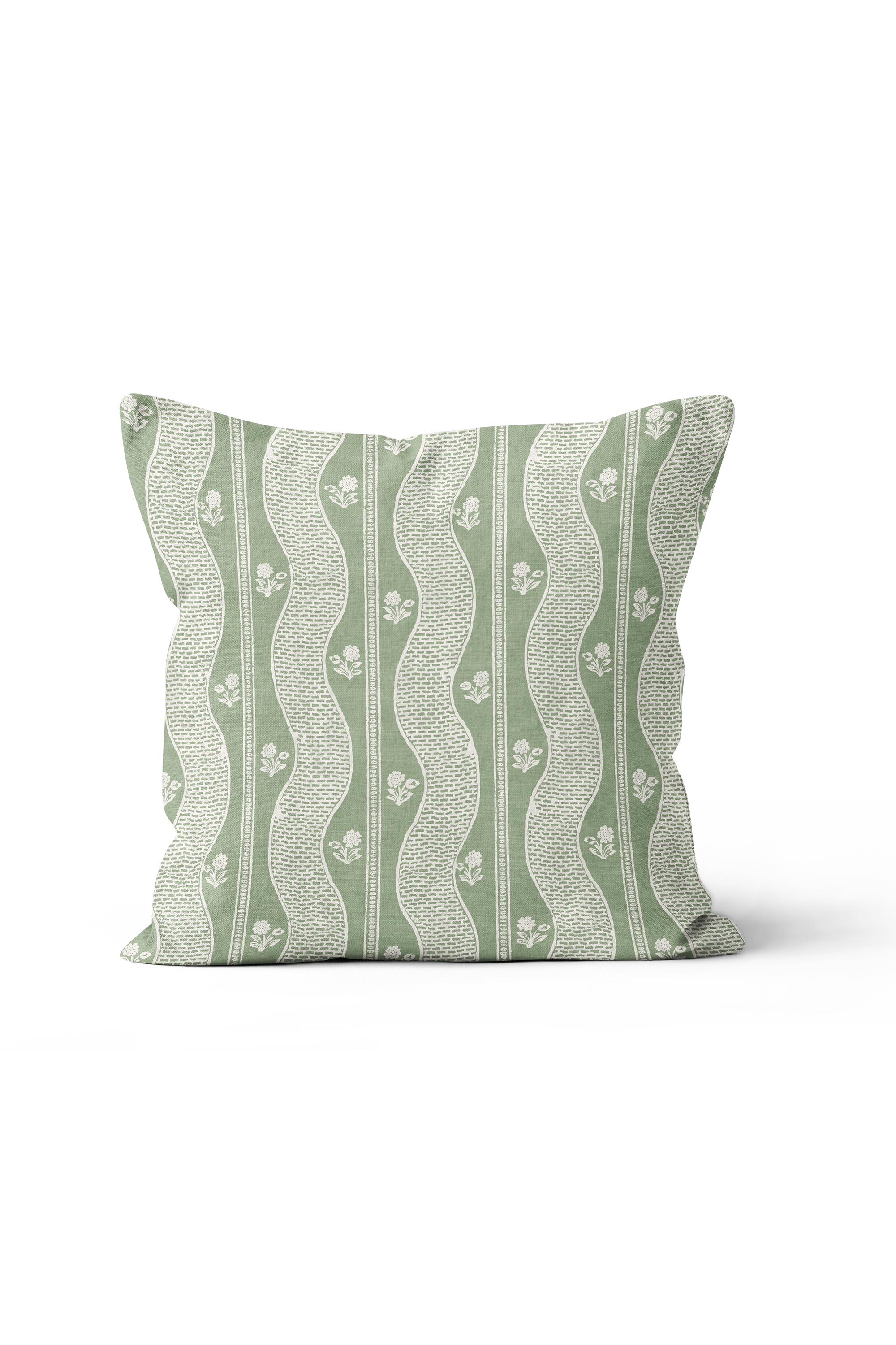 Indienne Fleuri Pillow in Sage