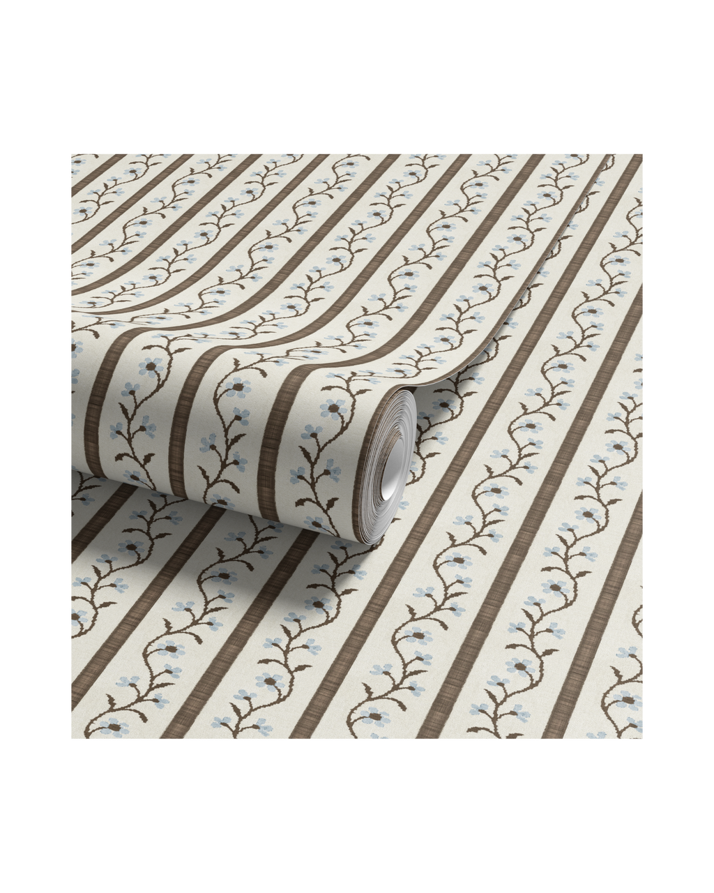 Juniper Floral Stripe - Blue/Chocolate (WP)