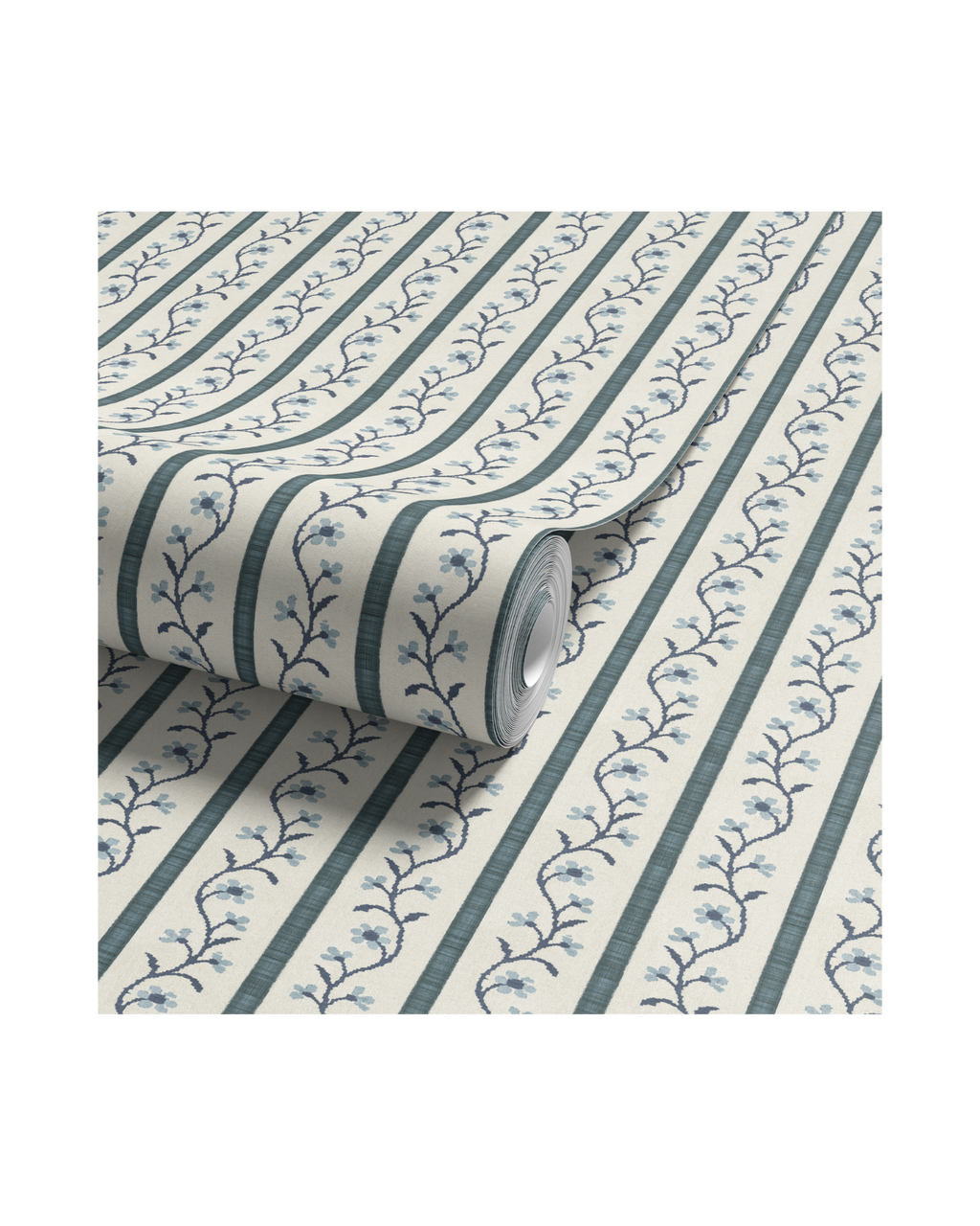 Juniper Floral Stripe - Stone Blue (WP)